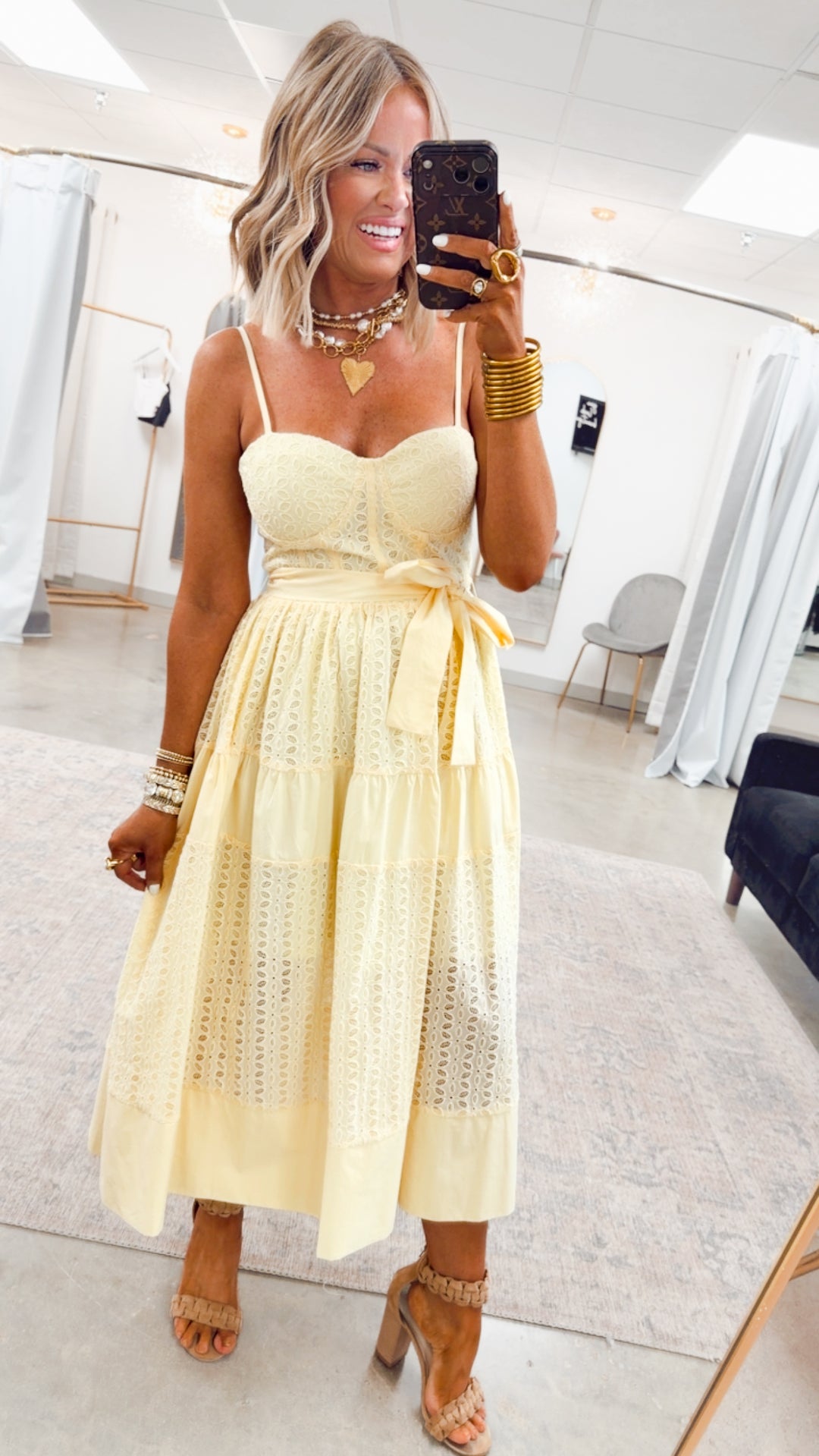 The Sunshine Lace Midi-Lemon Yellow