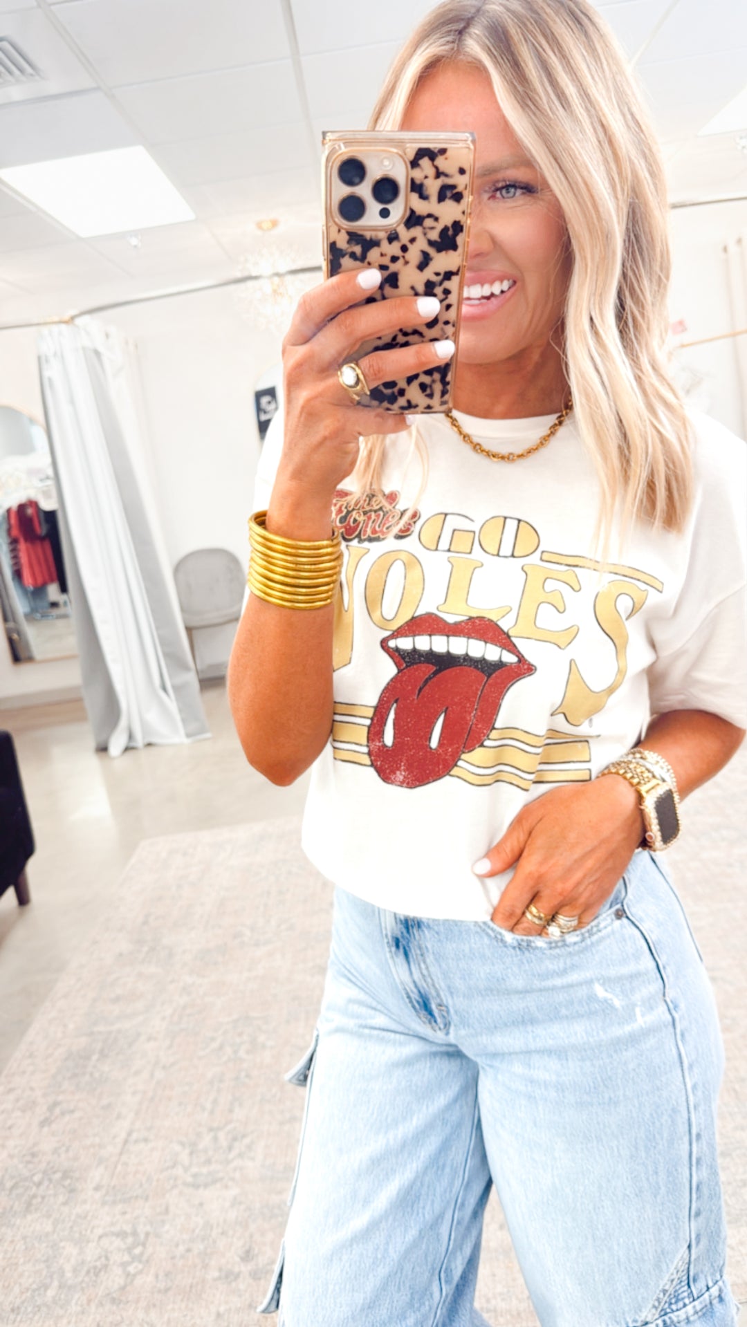 Rolling Stones Go Seminoles Stoned Cropped Tee