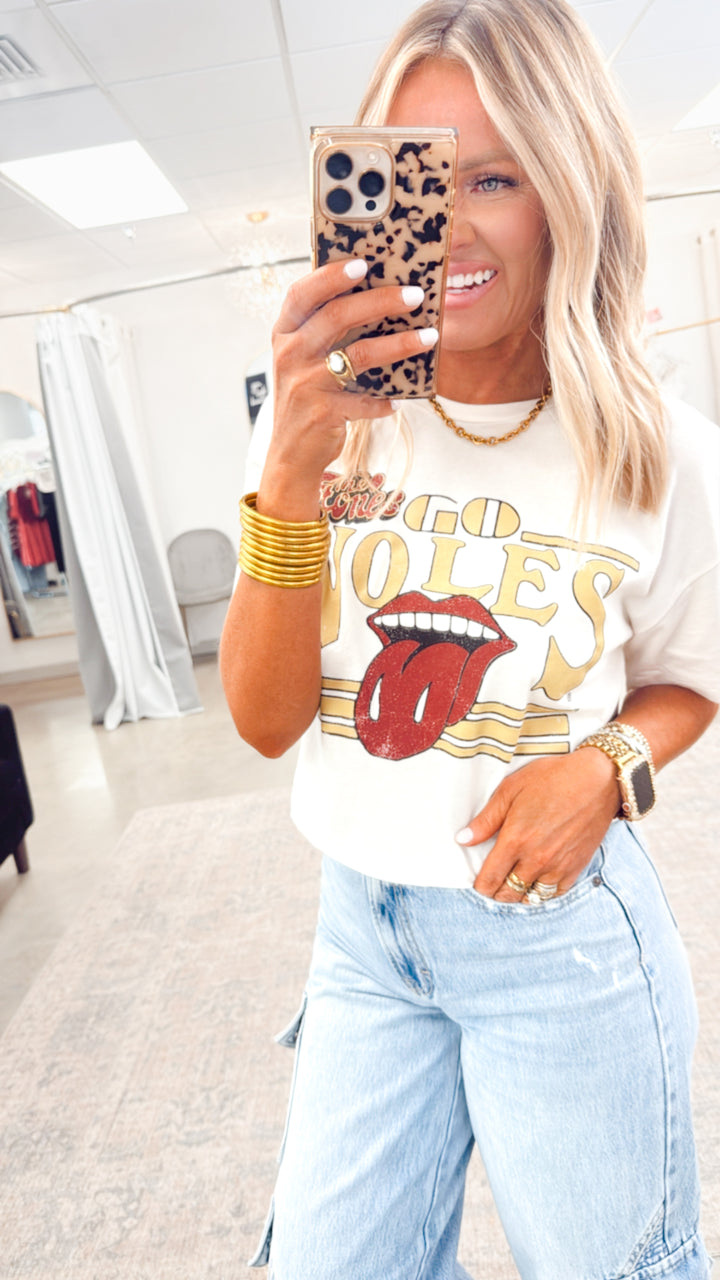 Rolling Stones Go Seminoles Stoned Cropped Tee
