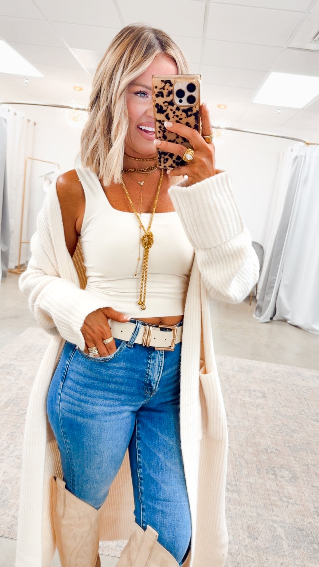 Ashby Longline Cardigan-Ecru