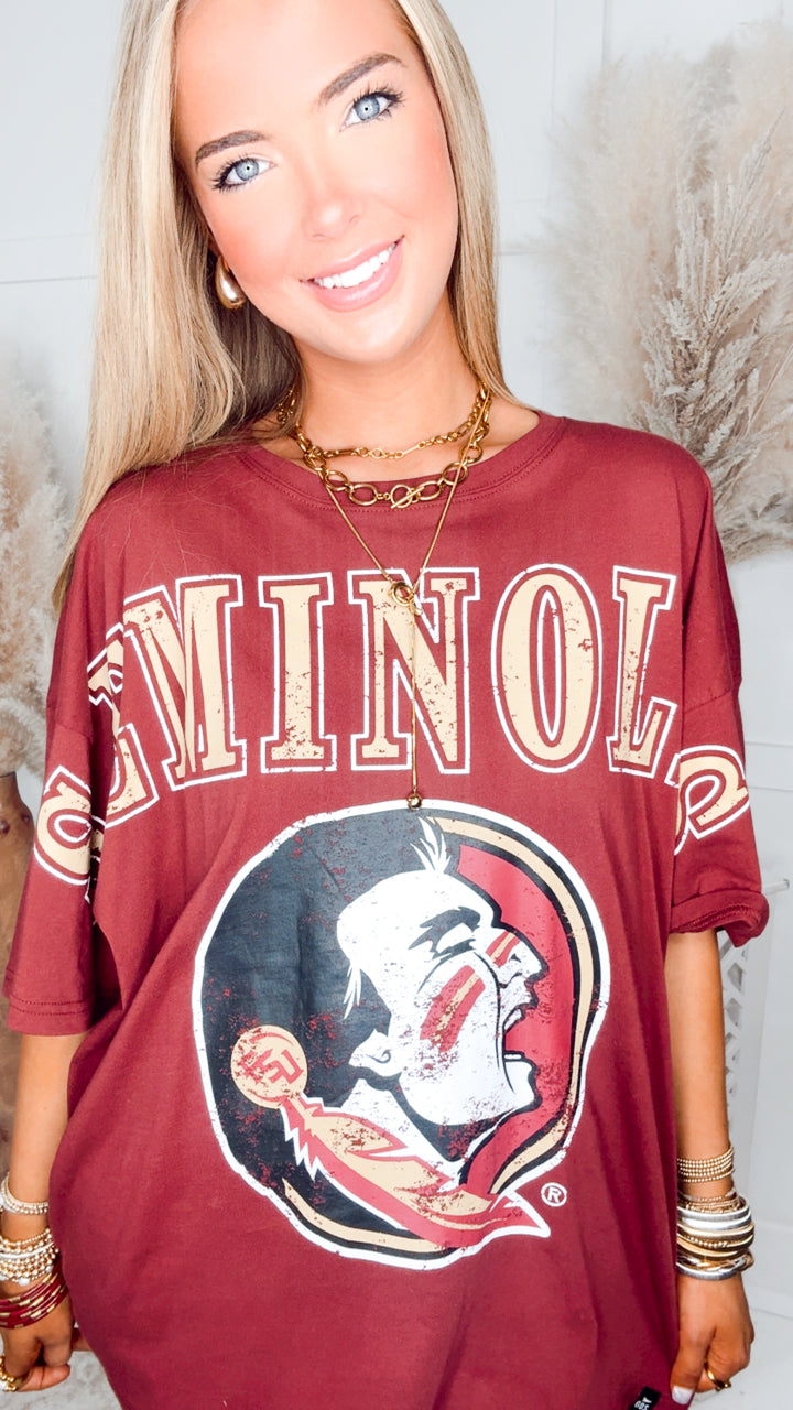 FSU Oversized Tee-Maroon