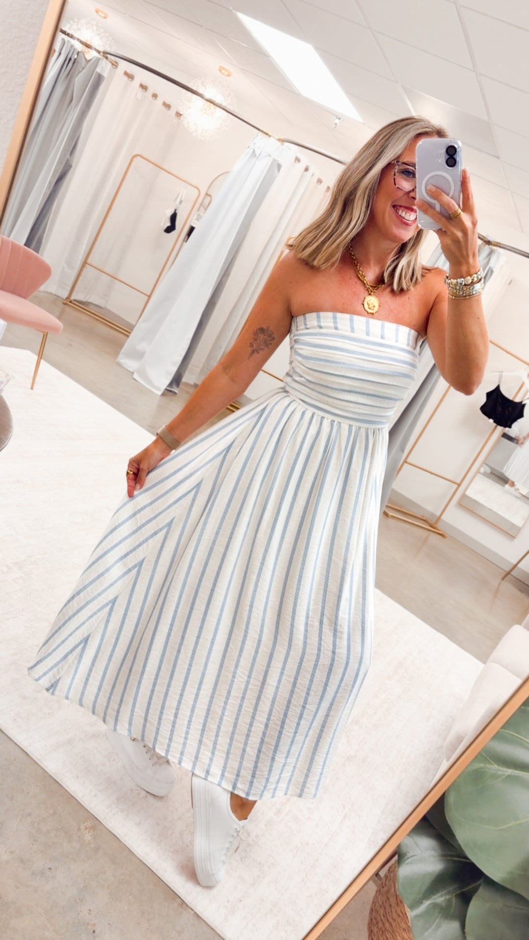 The Breezy Port Midi Dress-Blue