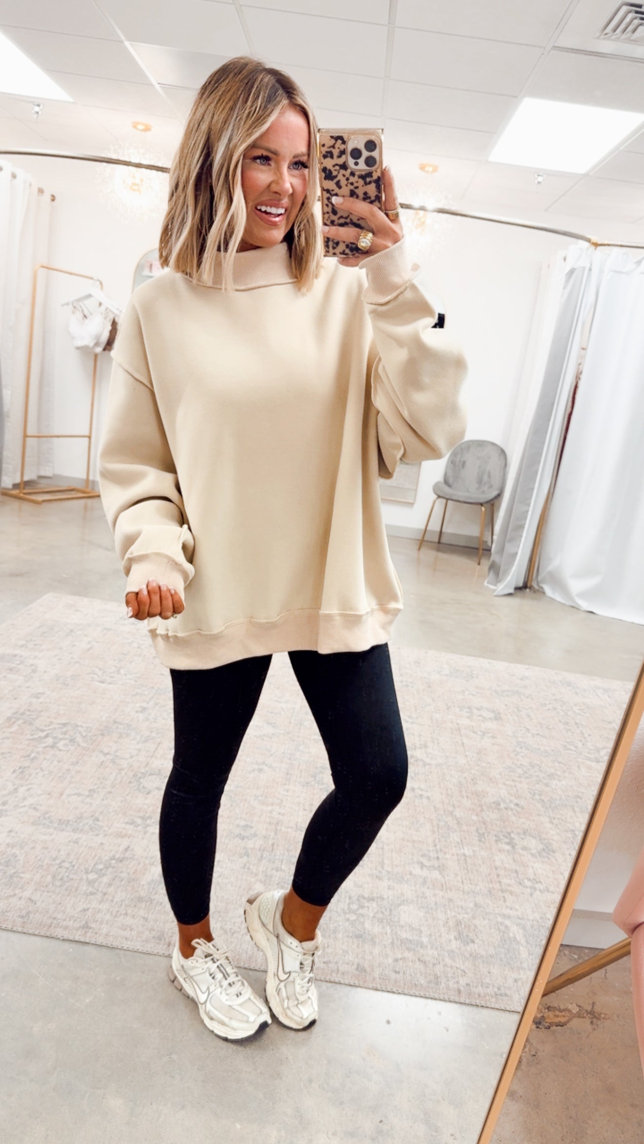 Sand Reversible Mock Neck Sweatshirt – Sparkle Tallahassee