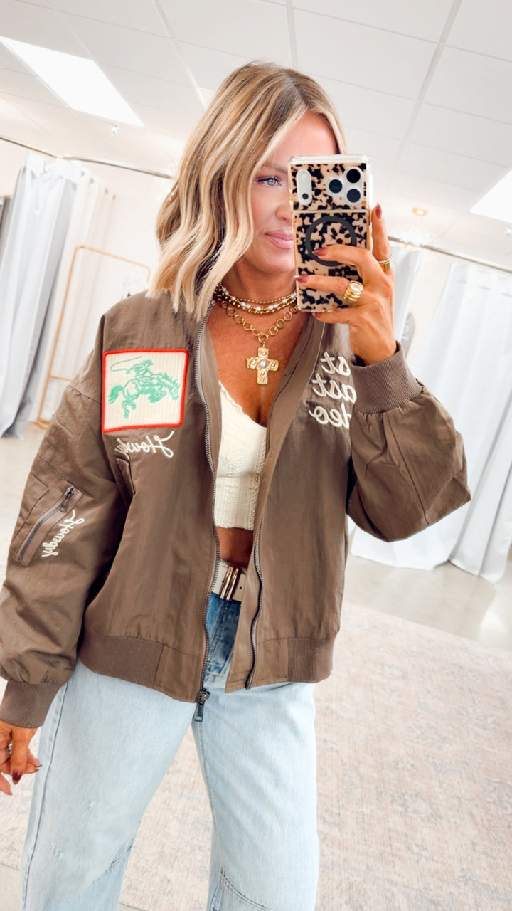 West League Bomber Jacket-Mocha Mousse