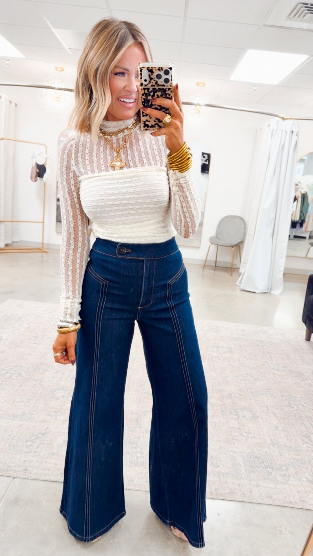 Floral Lace Ruched Bodysuit-Cream