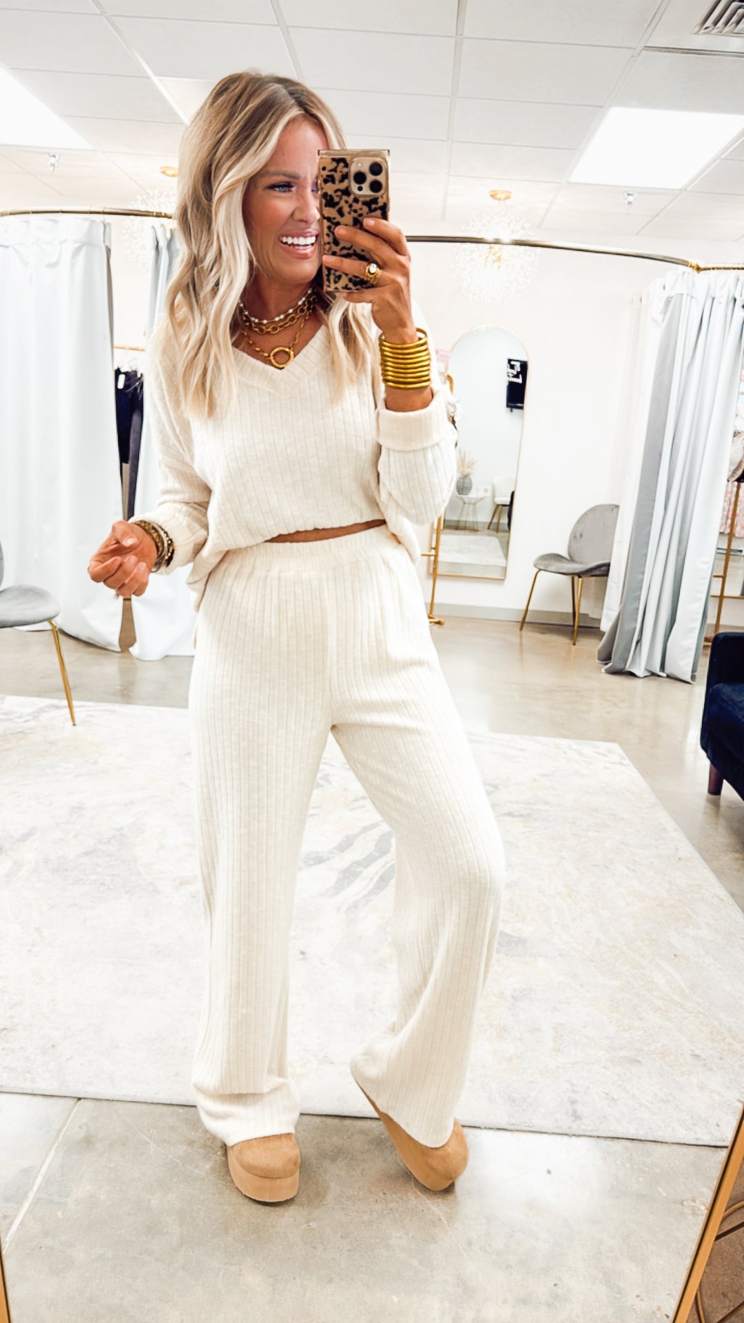 Maxine Lounge Set-Cream