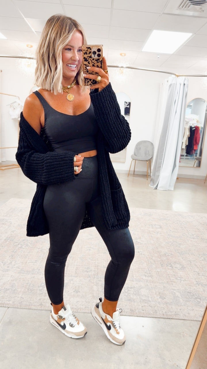 V Neck Yoga Top-Black