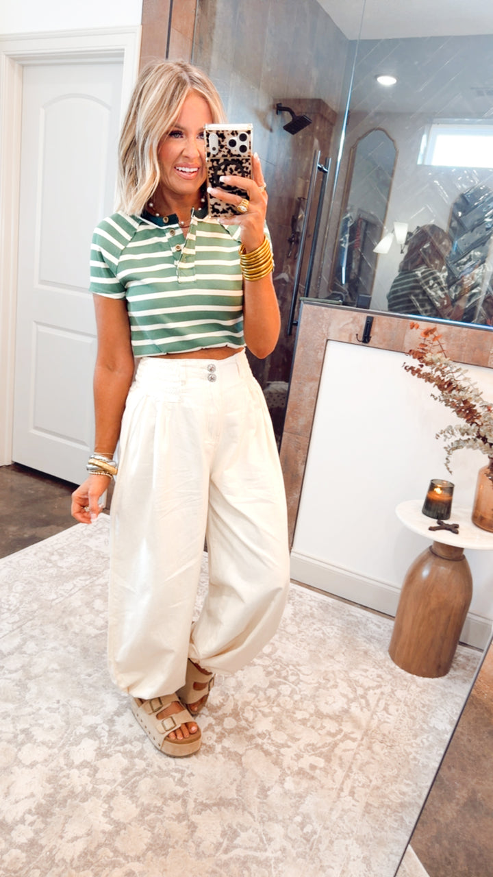 Sage Stripe Top
