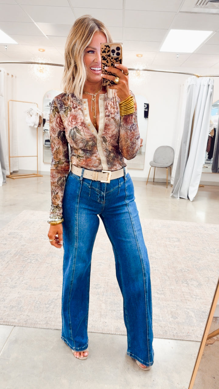 Abigail Front Snap Mesh Top