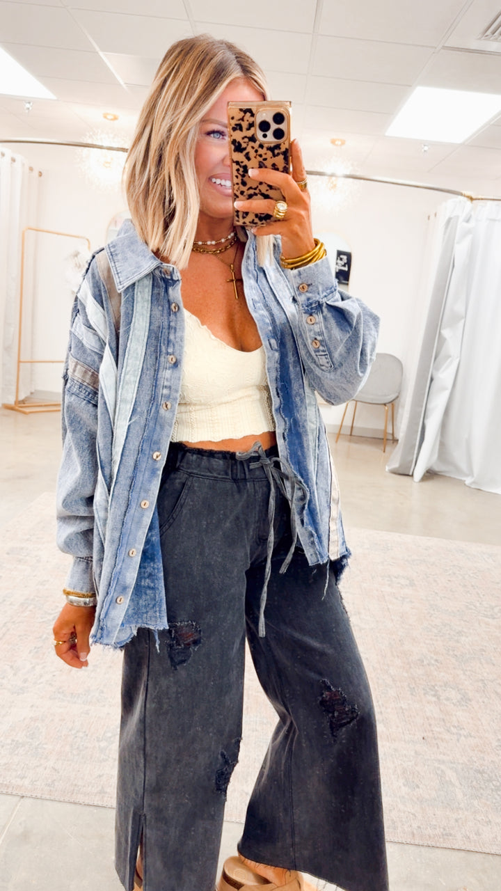 Denim Patchwork Shacket