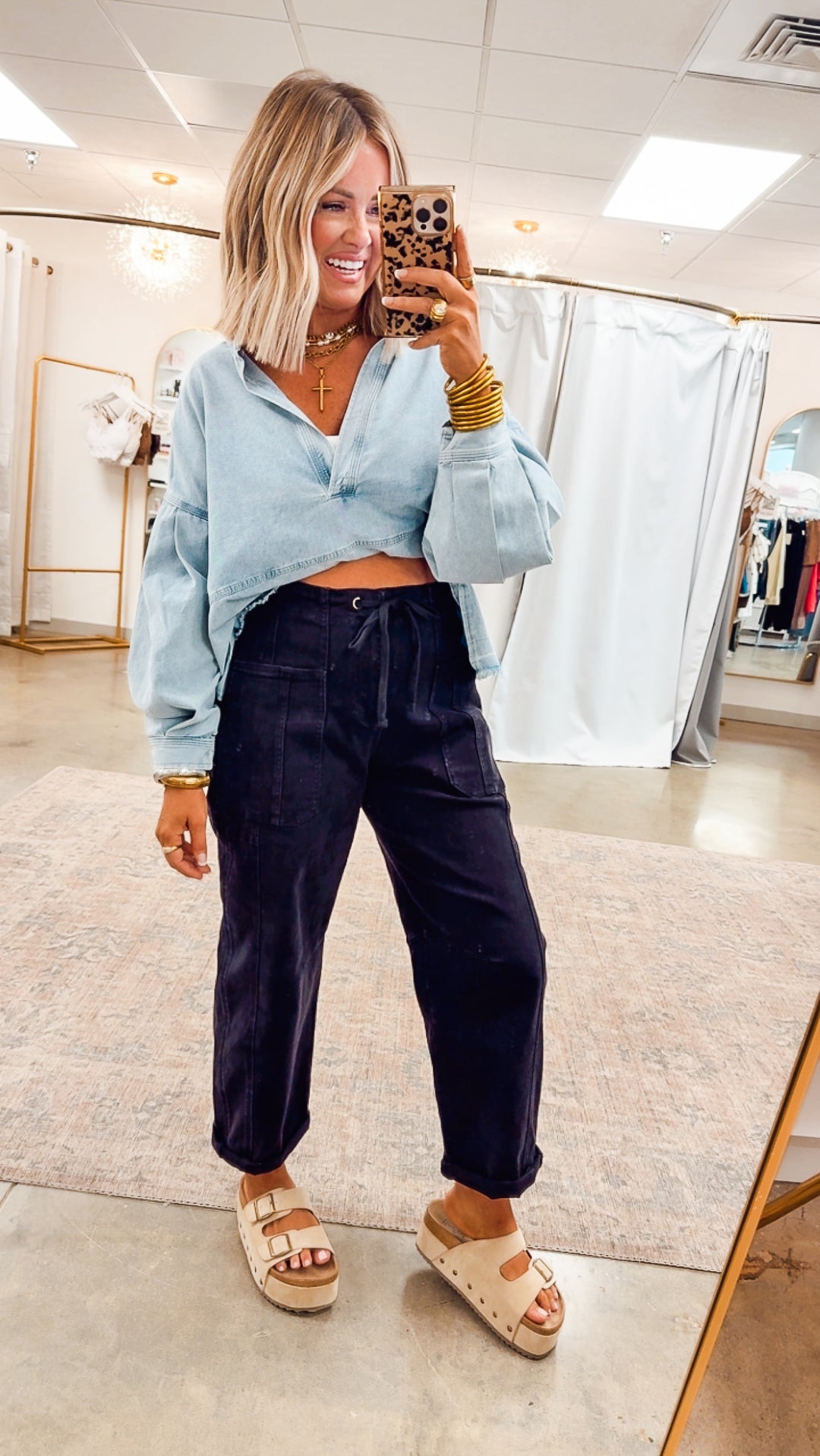 Avery Mineral Wash Denim Top