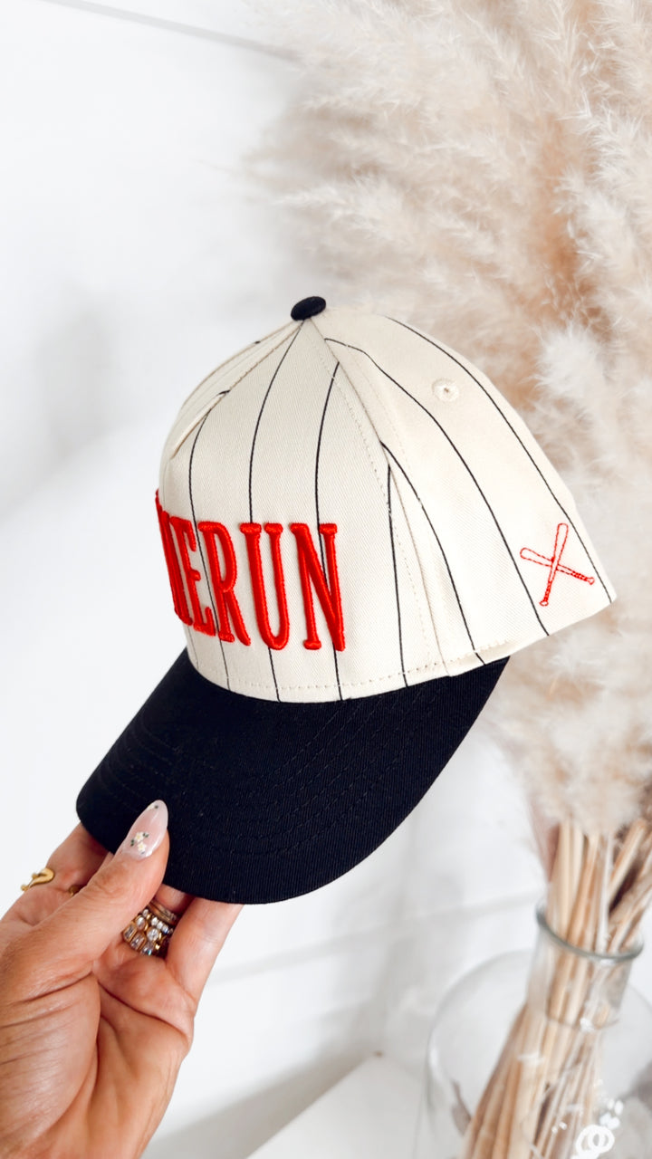 Homerun Trucker Hat-Striped/Red
