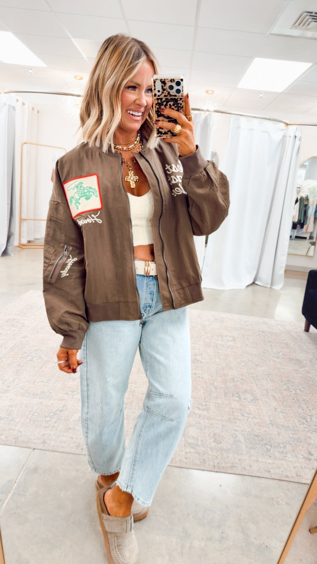 West League Bomber Jacket-Mocha Mousse