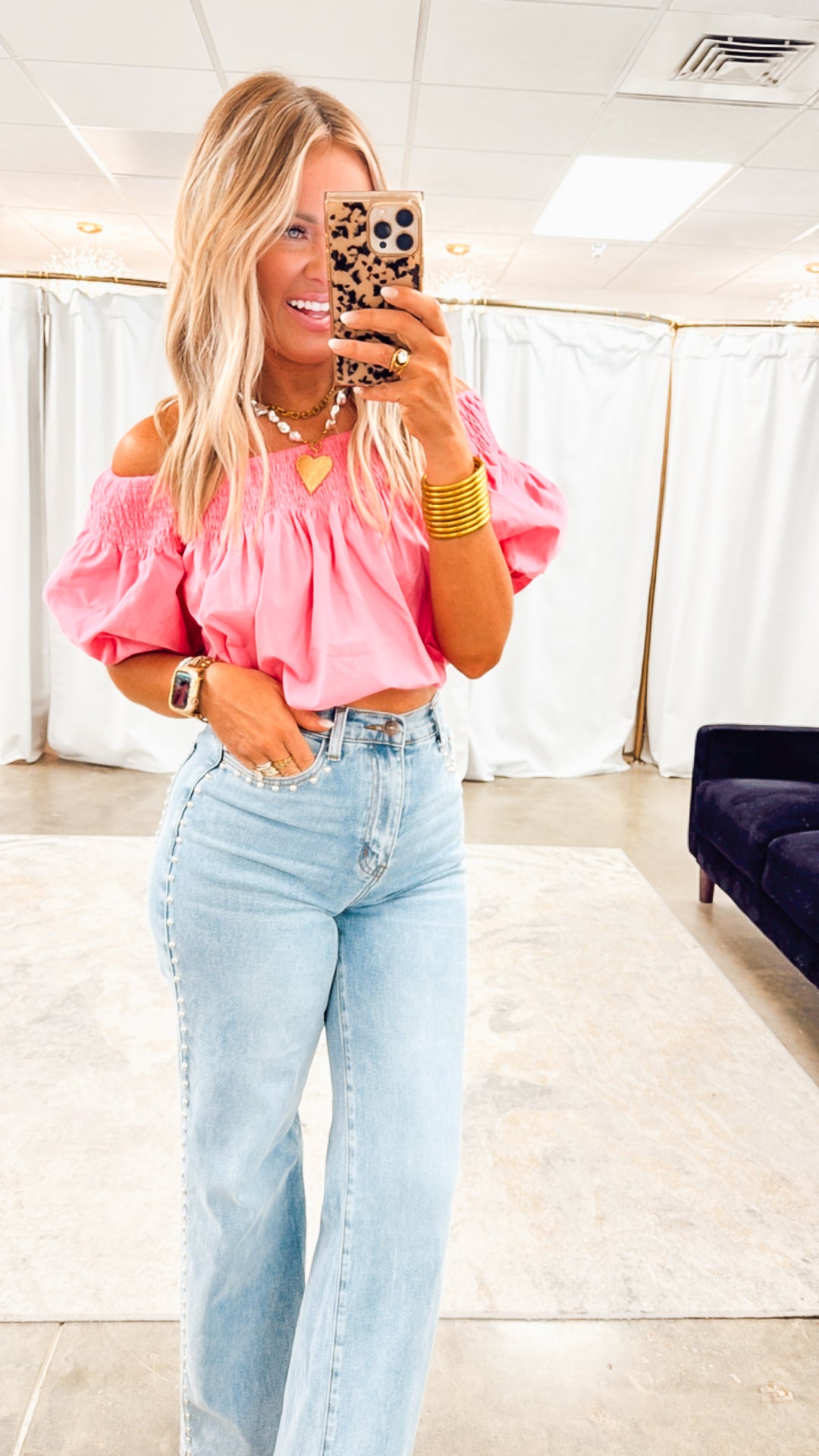 Catalina Off-the-shoulder Blouse-Punch