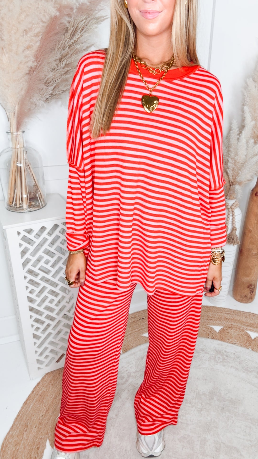Striped State of Mind Set-Pink/Red