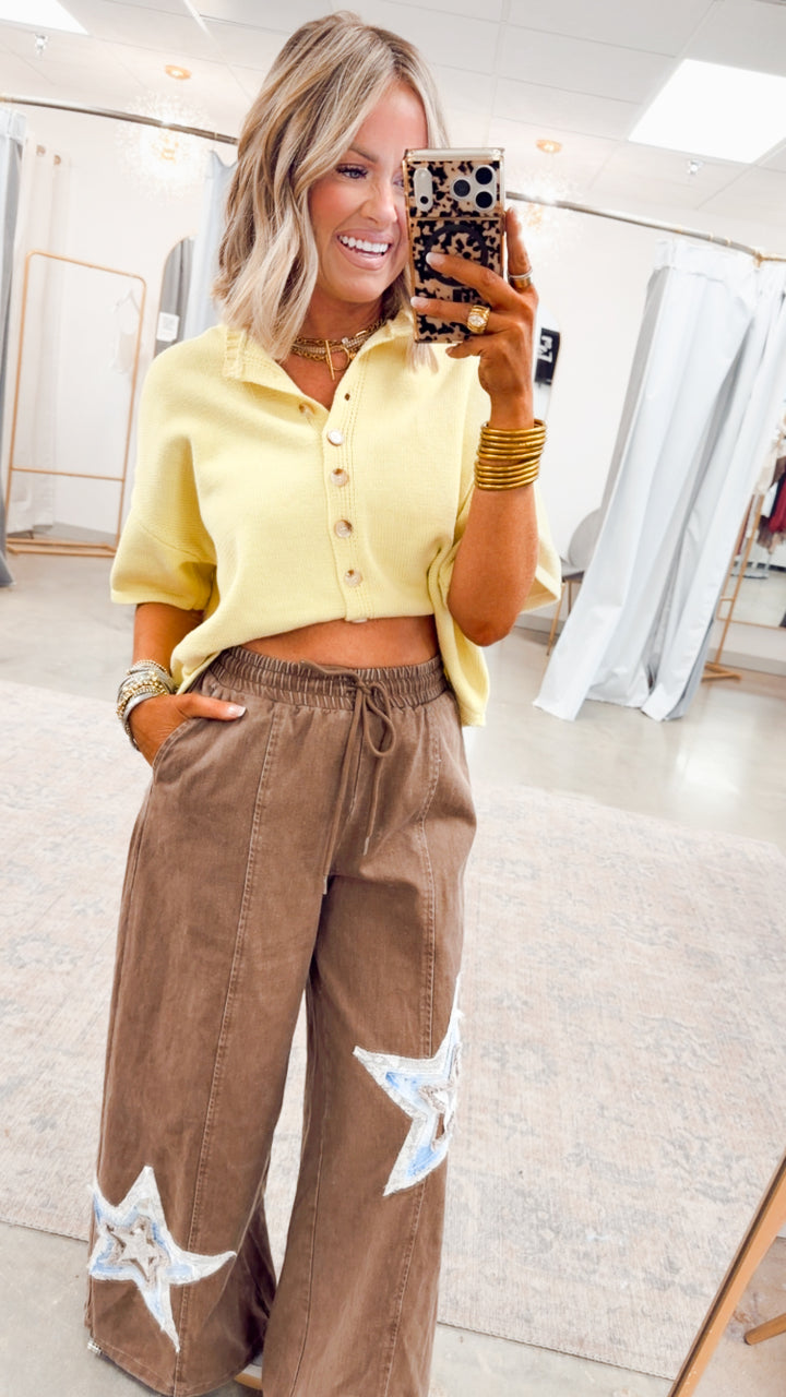 The Windsor Button Up Top-Lemon