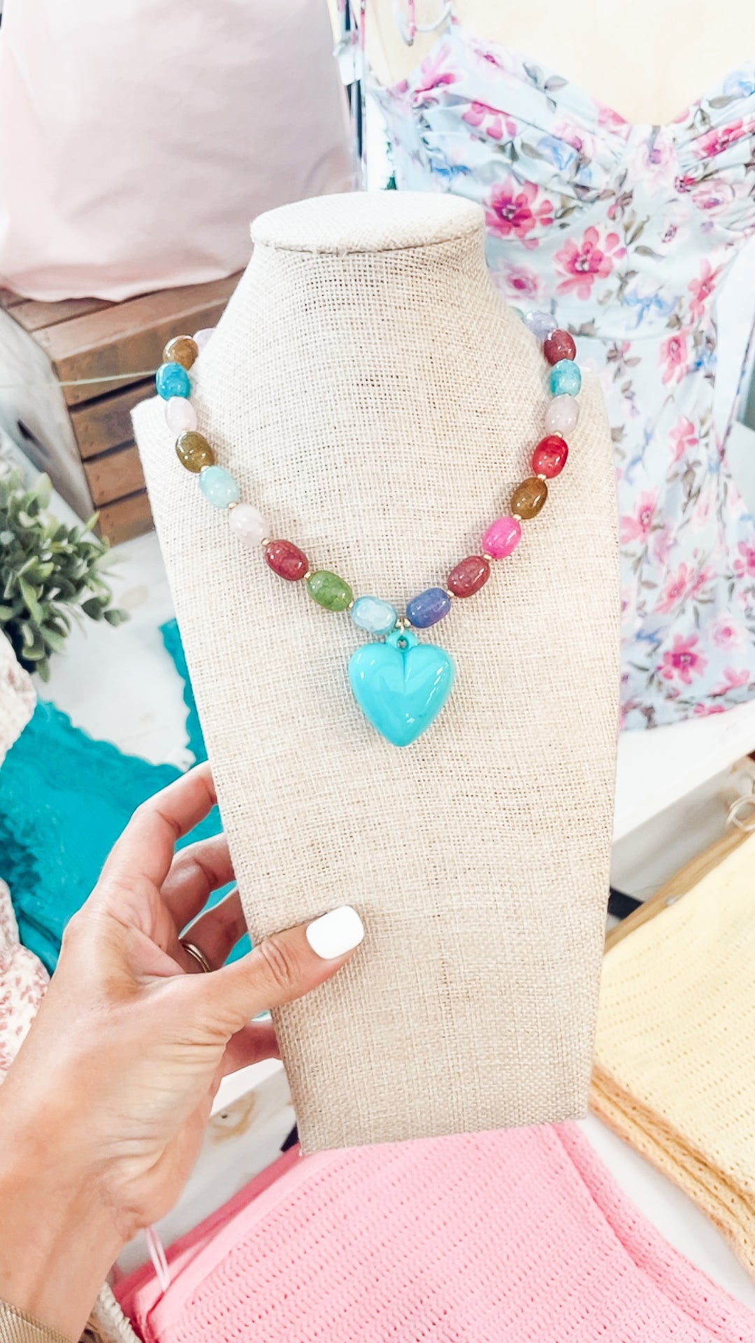 The Happy Colorful Heart Necklace-Blue