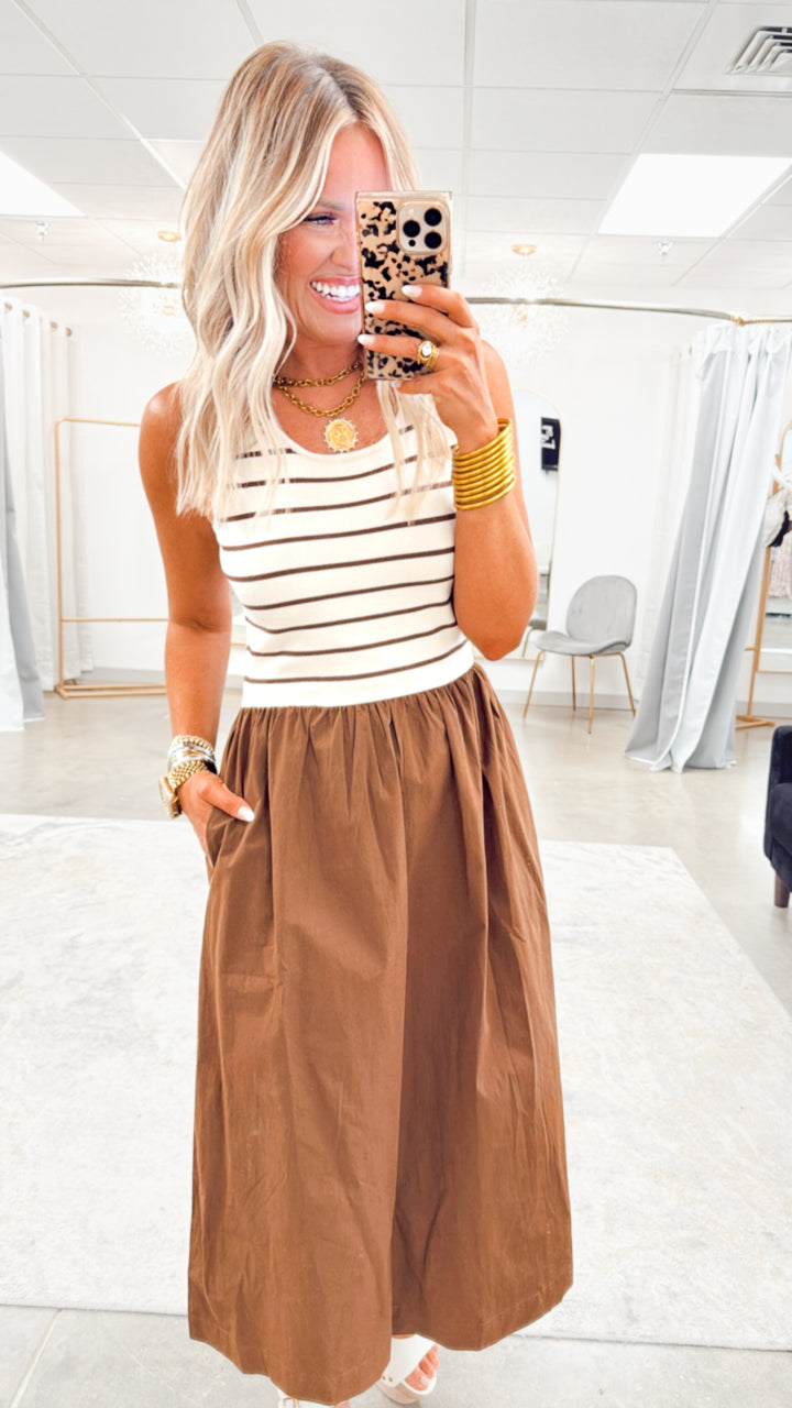 Weston Midi Dress-Brown Stripe