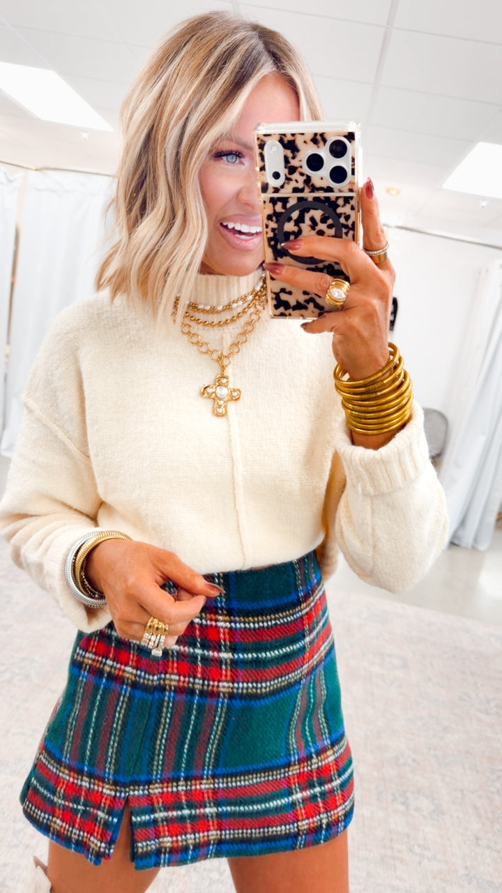 Merry Plaid Skort-Green