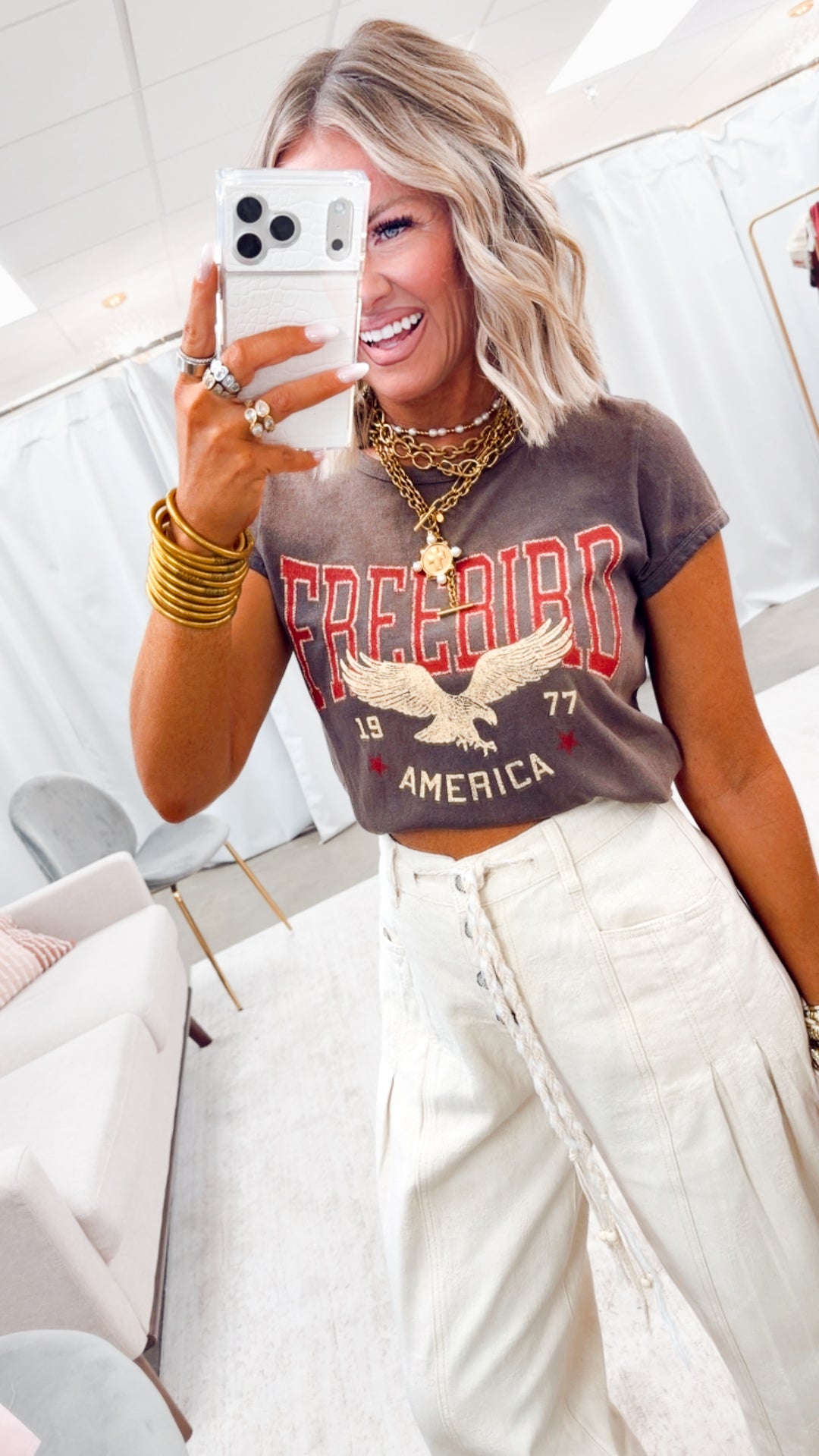 Free Bird America 1977 Crop Tee-Espresso
