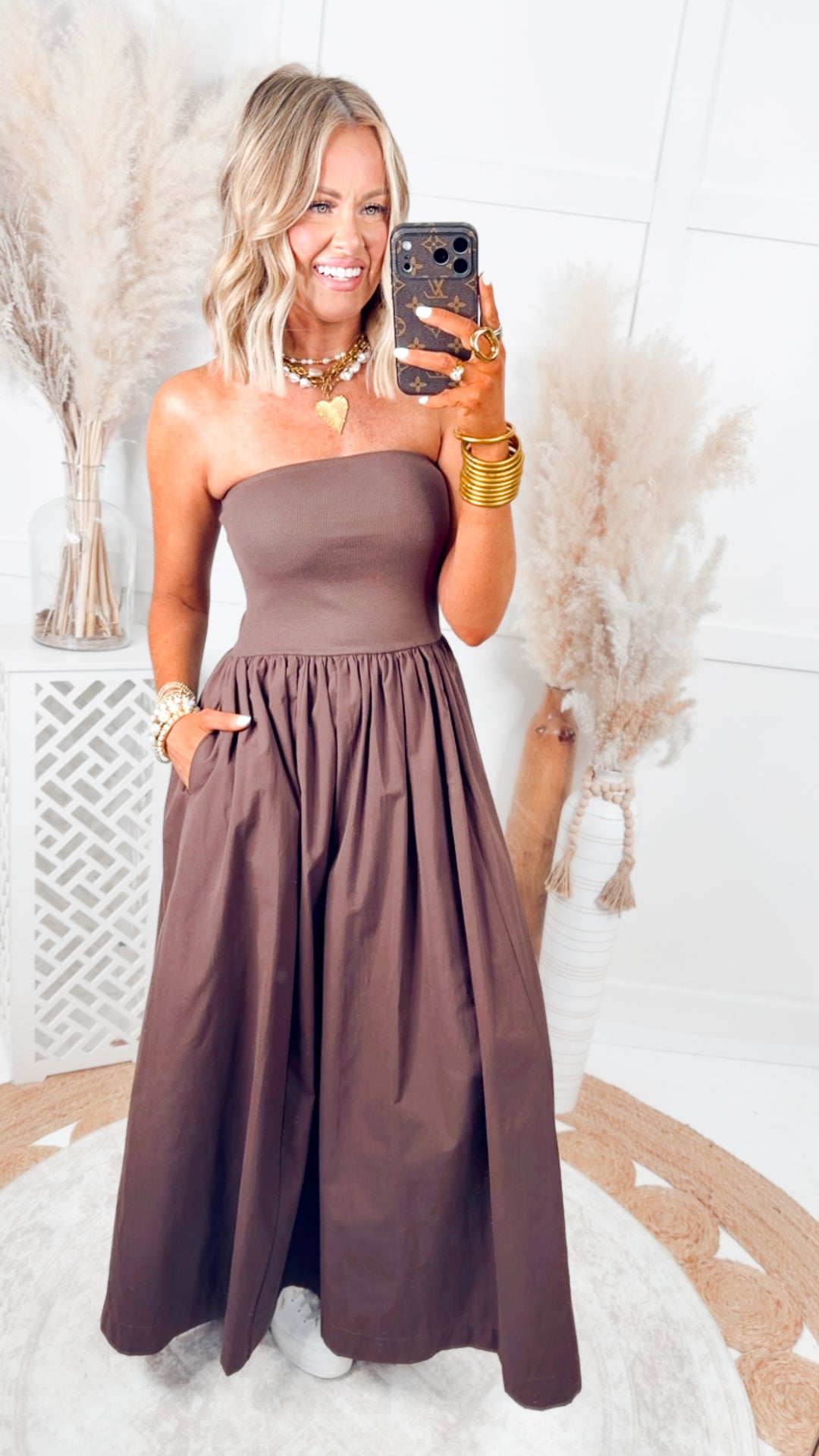 The Tidal Breeze Midi Dress-Chocolate