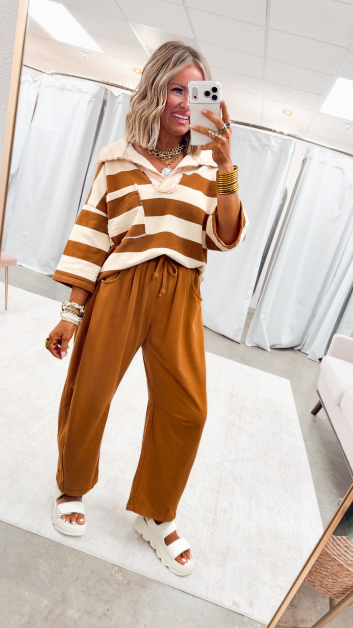 The Varsity Stripe Top-Terra/Beige