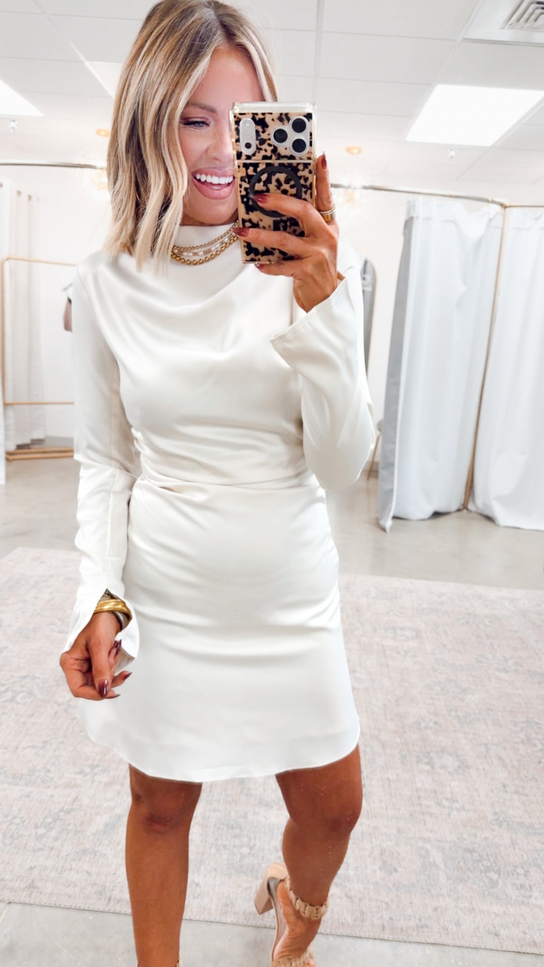 Eliza Draped Mini Dress-Ecru