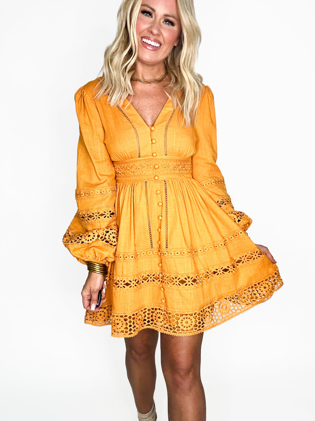 Golden Hour Lace Mini Dress