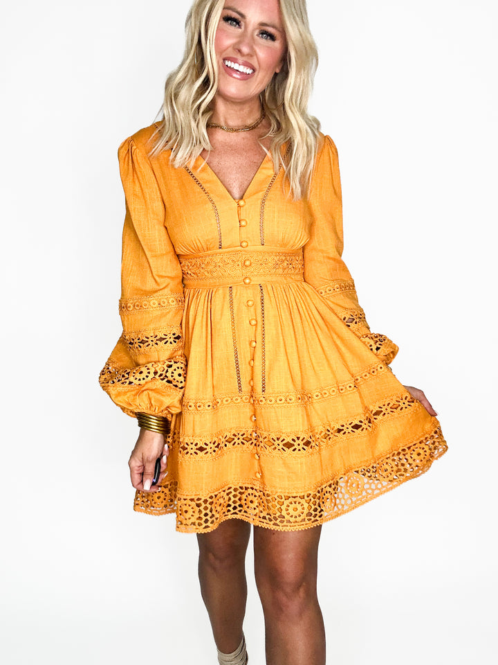 Golden Hour Lace Mini Dress