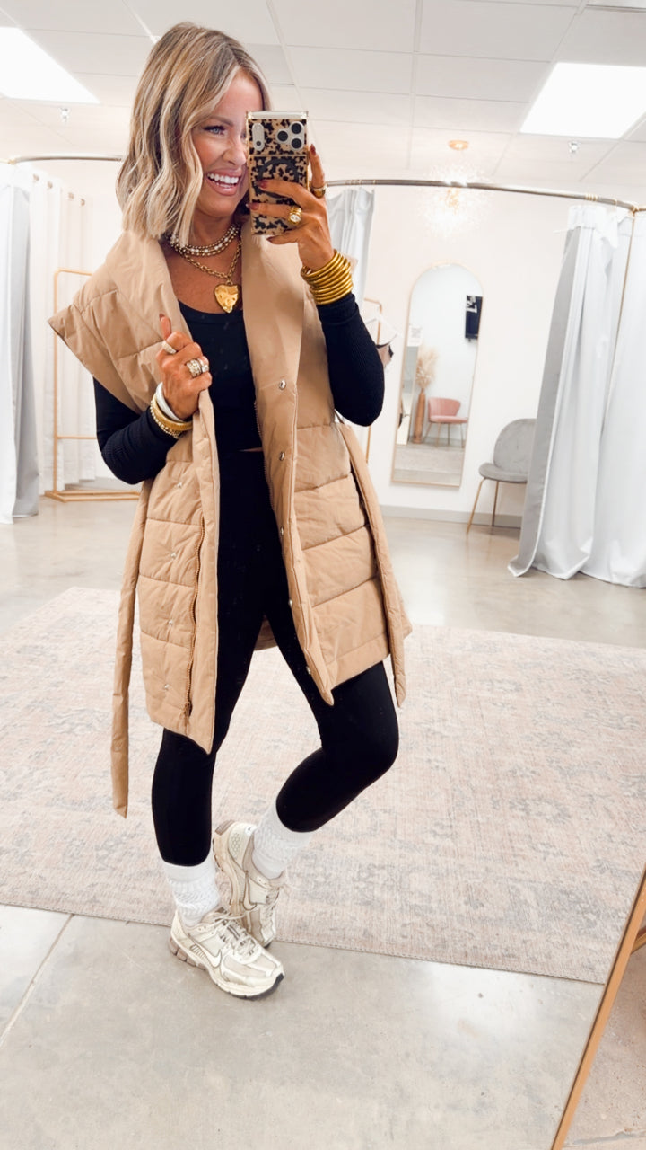 The Vivienne Shawl Vest-Taupe