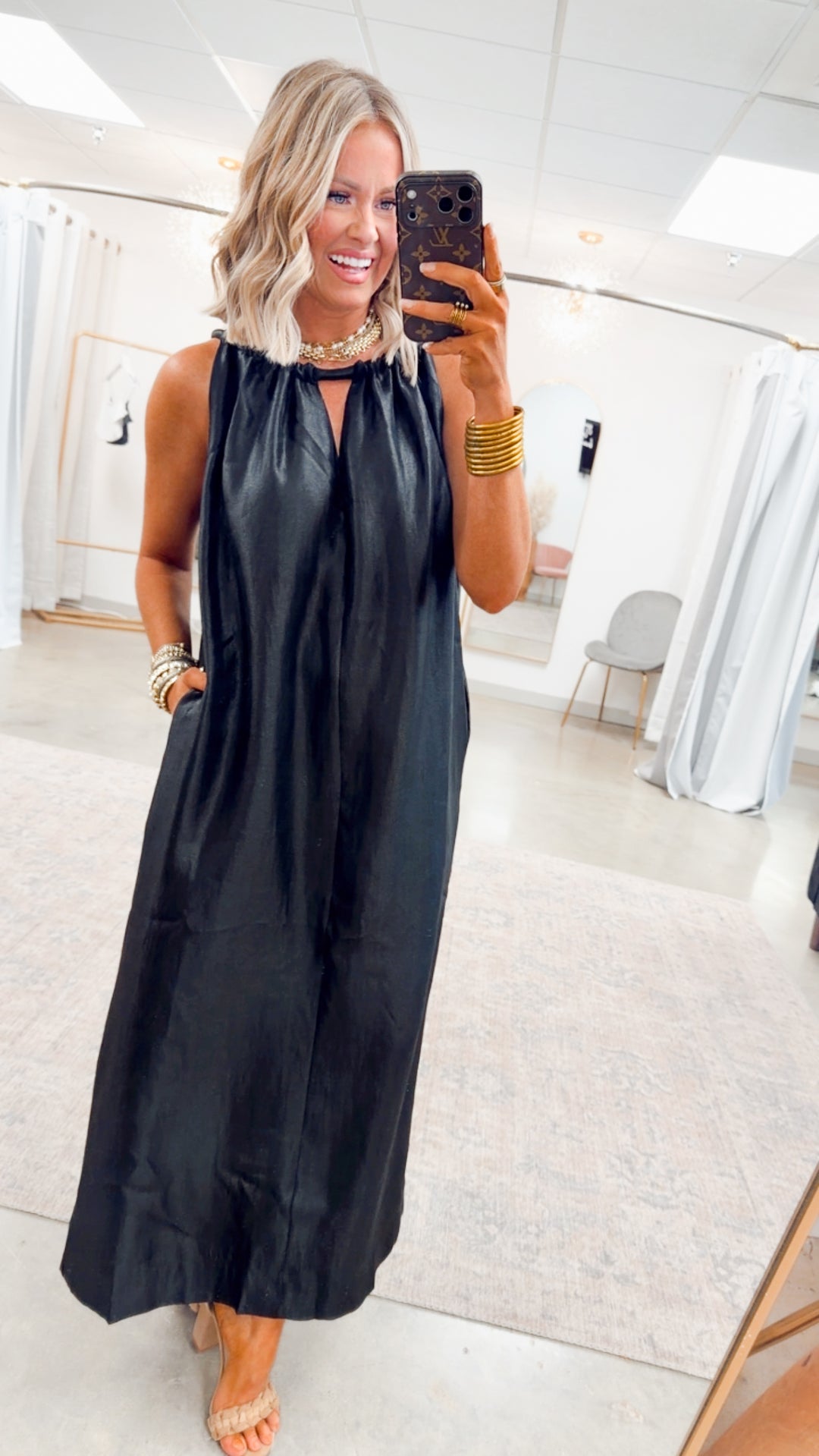 Halter Tie Back Dress-Black