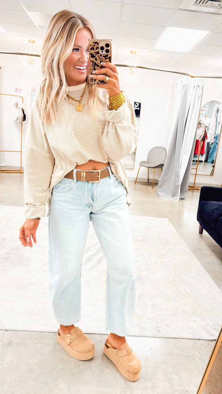 Ember Oversized Top-Beige