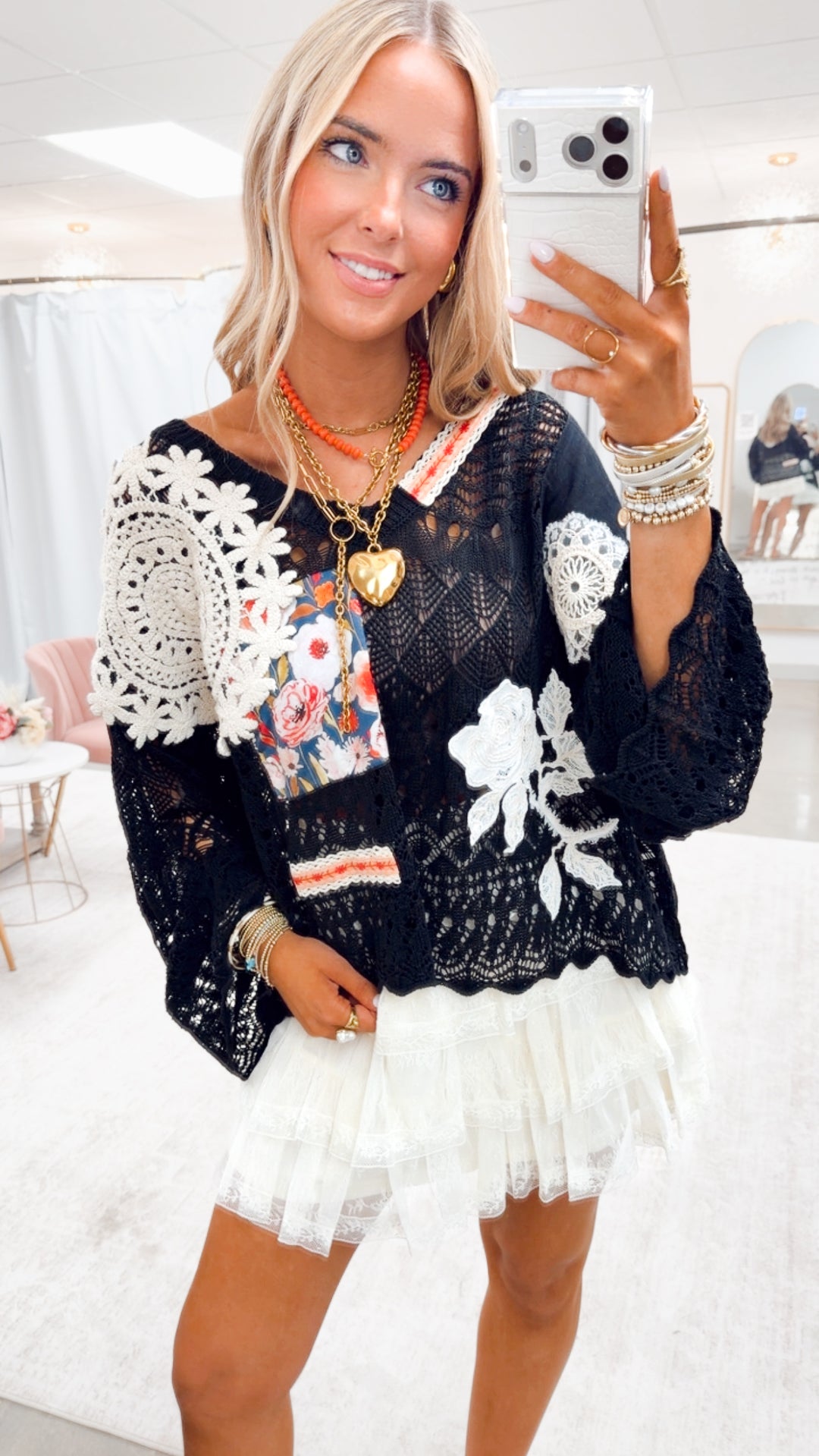 Luna Crochet Top-Black