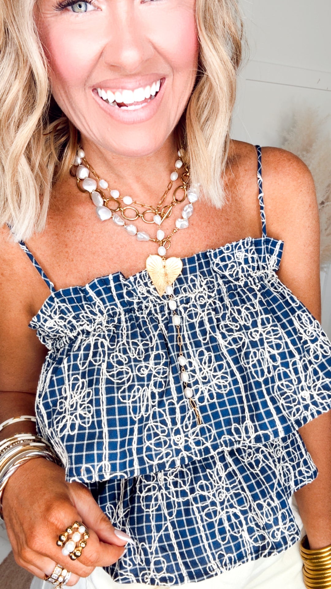 The Posy Picnic Top-Navy