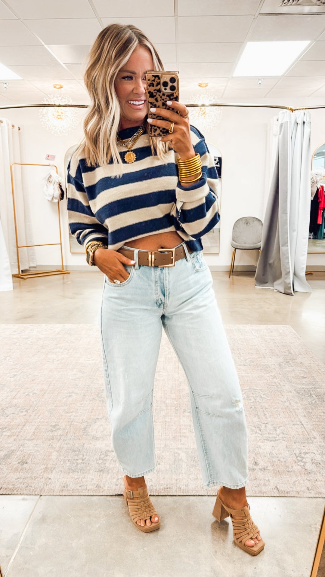Langston Cropped Sweater-Denim