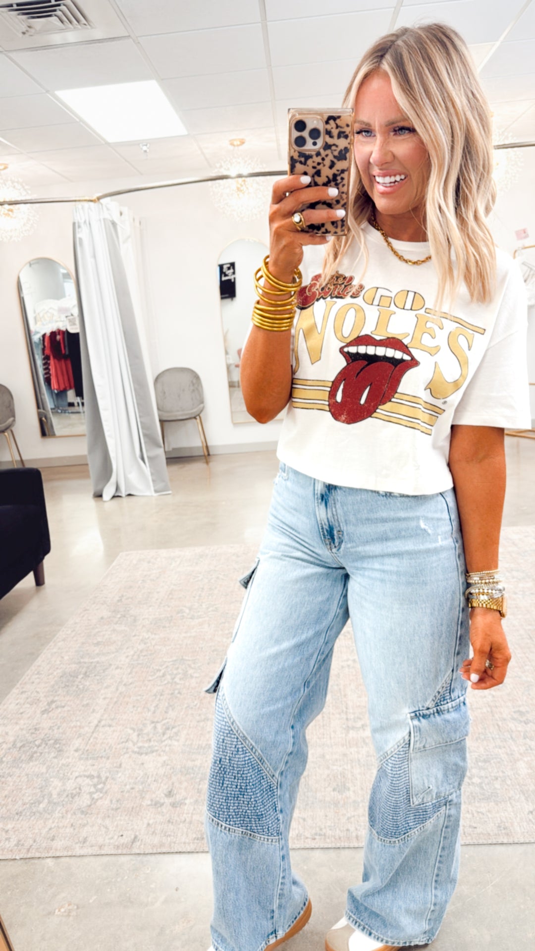 Rolling Stones Go Seminoles Stoned Cropped Tee