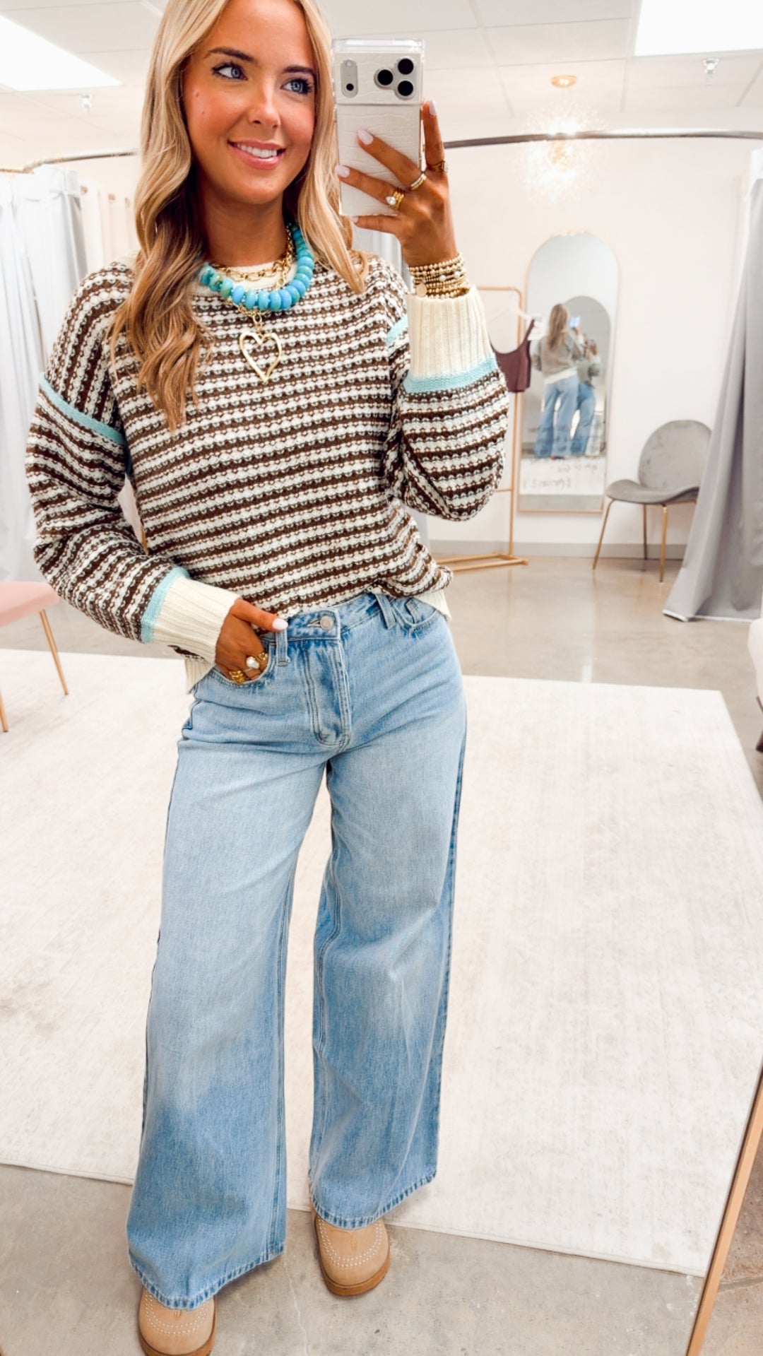 The Ashcombe Sweater-Brown/Aqua