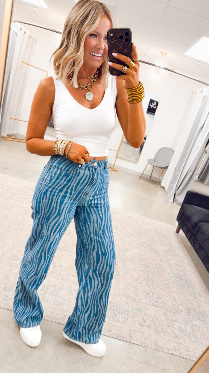 Soft Touch V-Neck Crop Tank-White