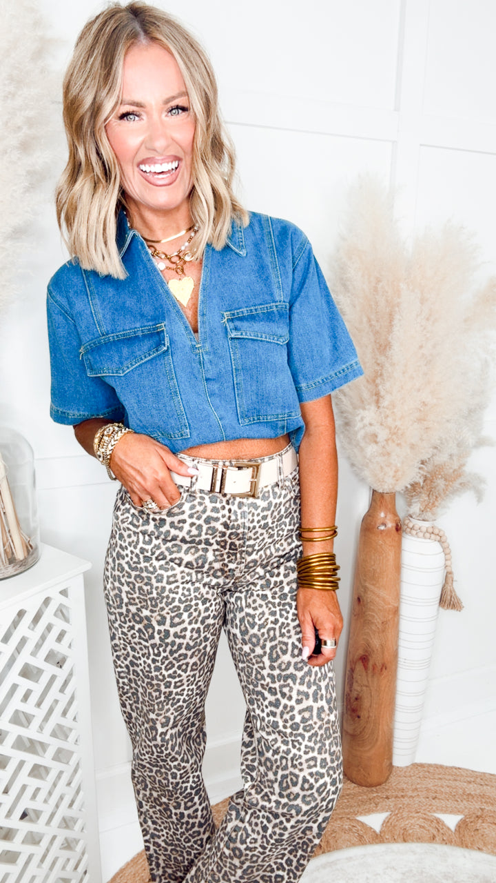 Leopard High Rise Dad Jean