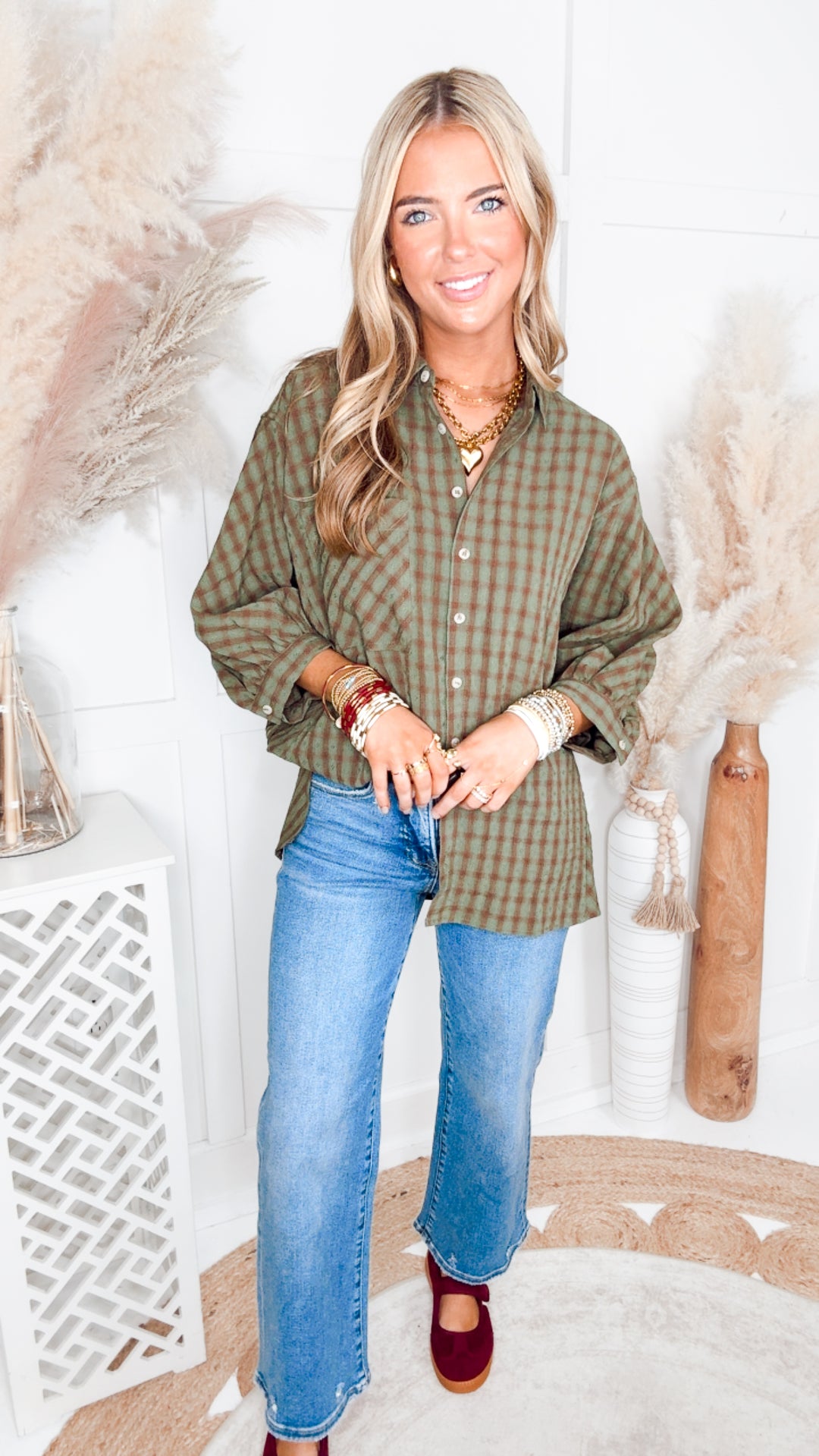The Harvest Check Plaid Shirt-Olive