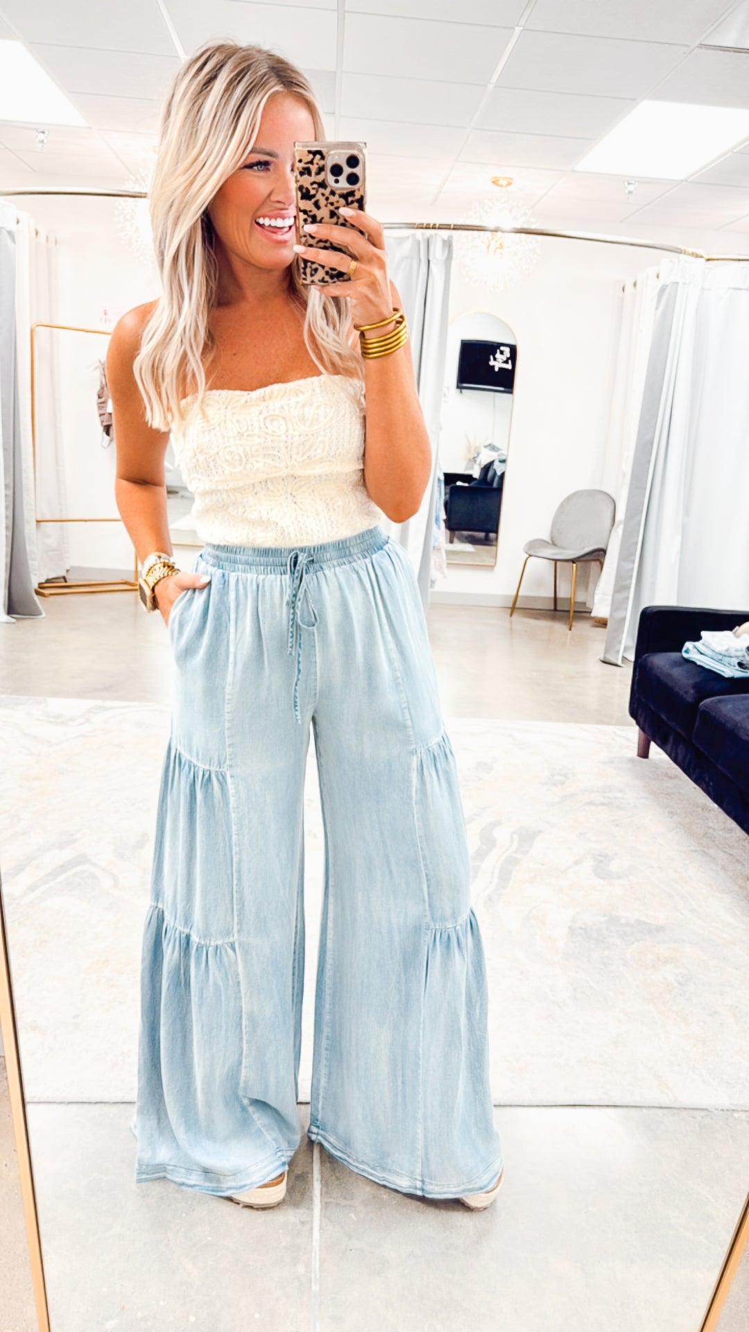 Cascade Denim Wide Leg Pants