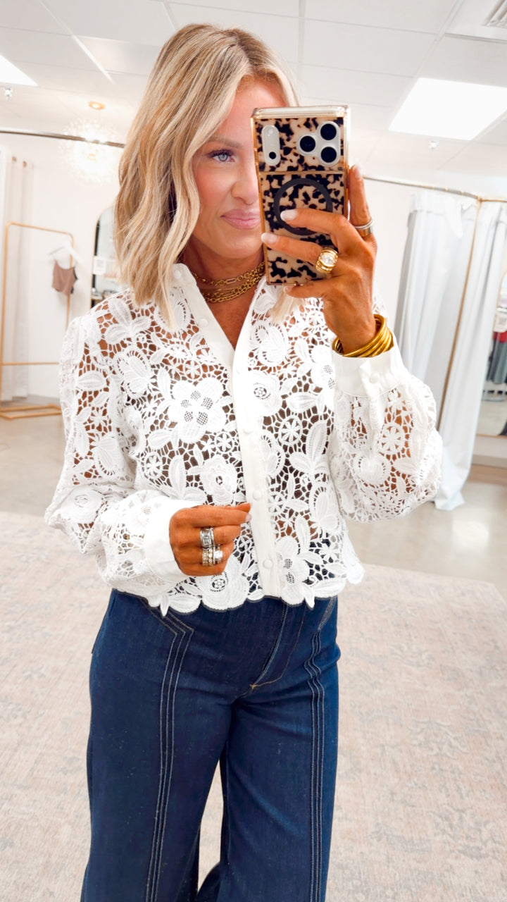 Simone Lace Button Up Top