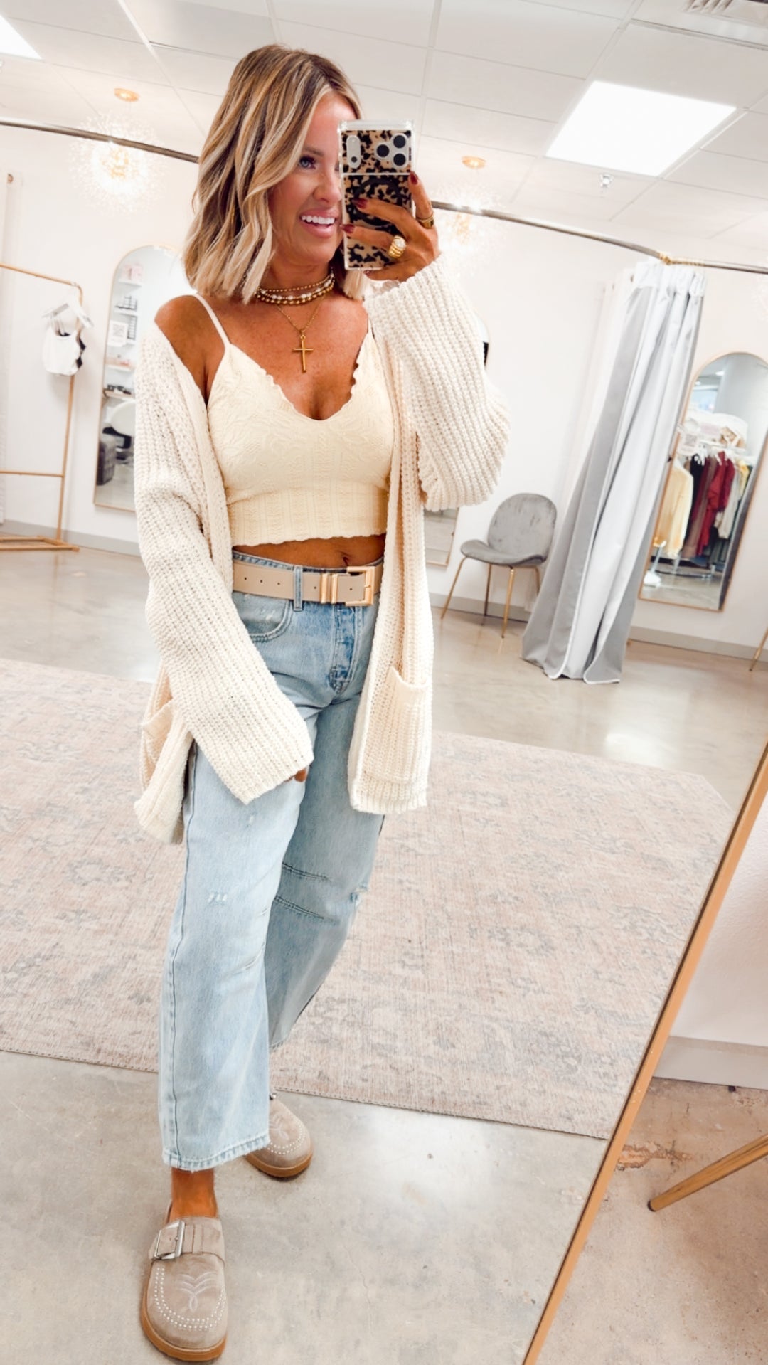 Hollow Pines Cardigan-Powder Cream