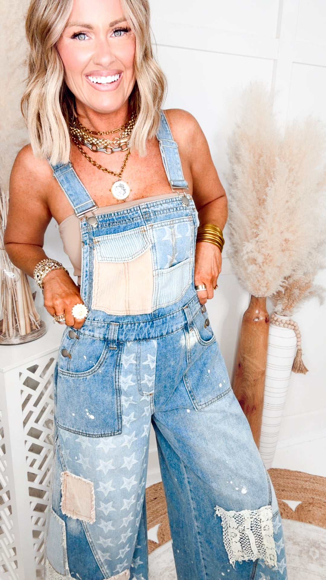 American Honey Patchwork Overalls