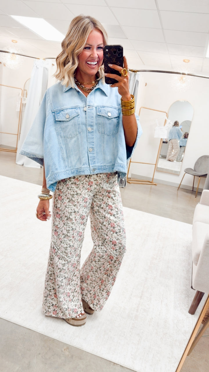 The Denim Drift Poncho Jacket-Light Denim