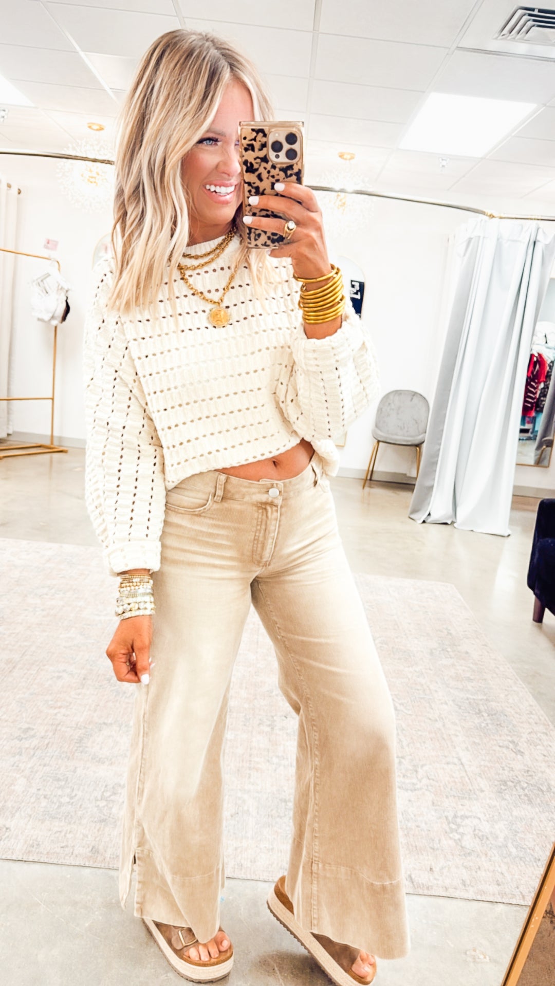 Charlotte Pointelle Sweater-Cream