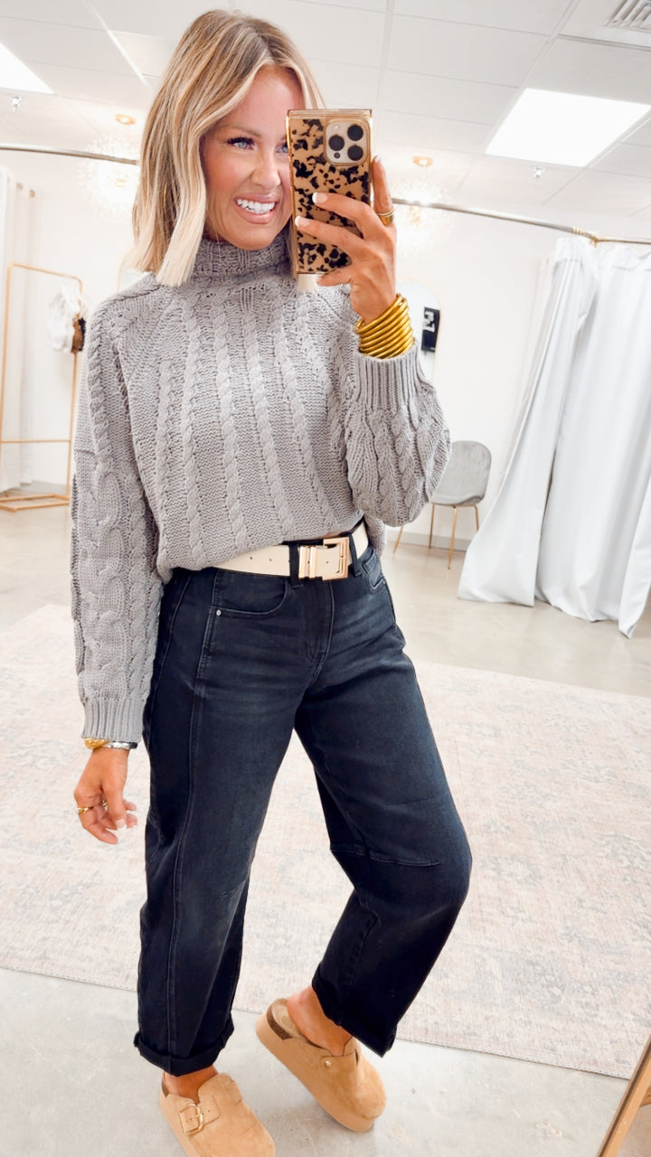 Lush Turtleneck Sweater-Grey