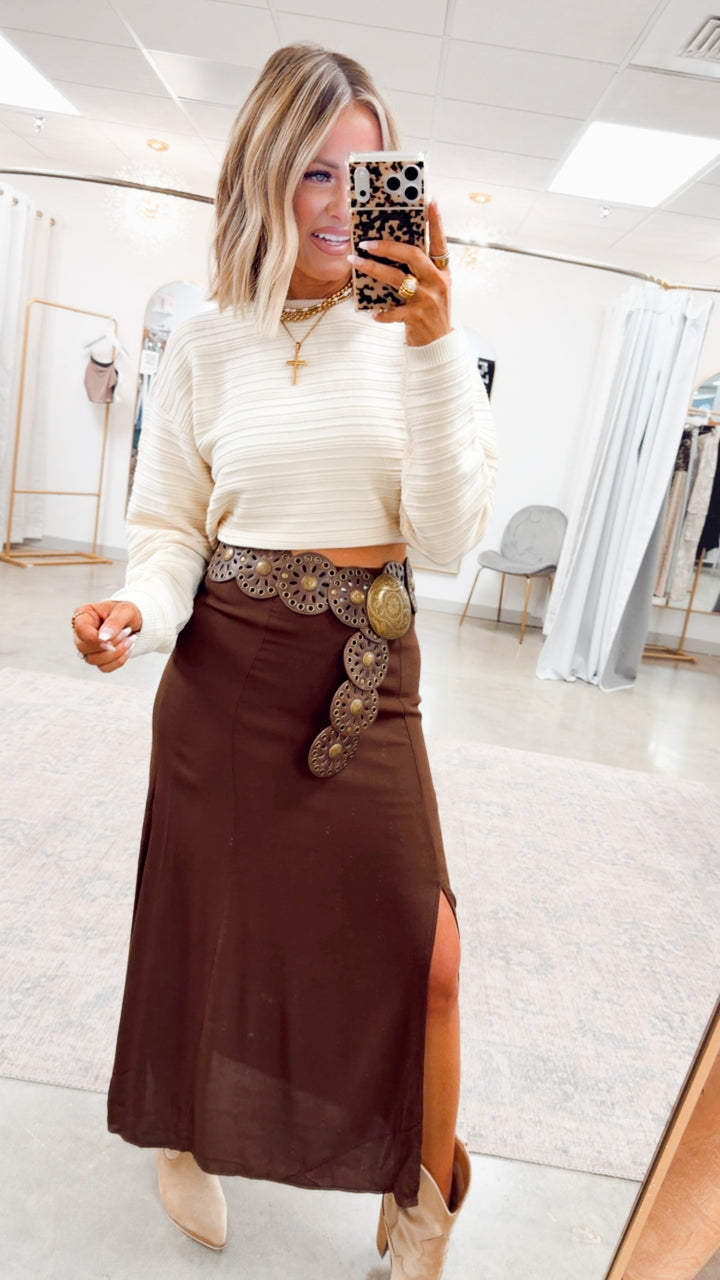 The Marlow Midi Skirt-Brown