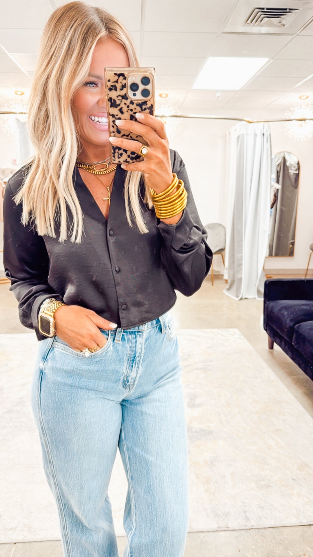 The Satin Button-Down Crop
