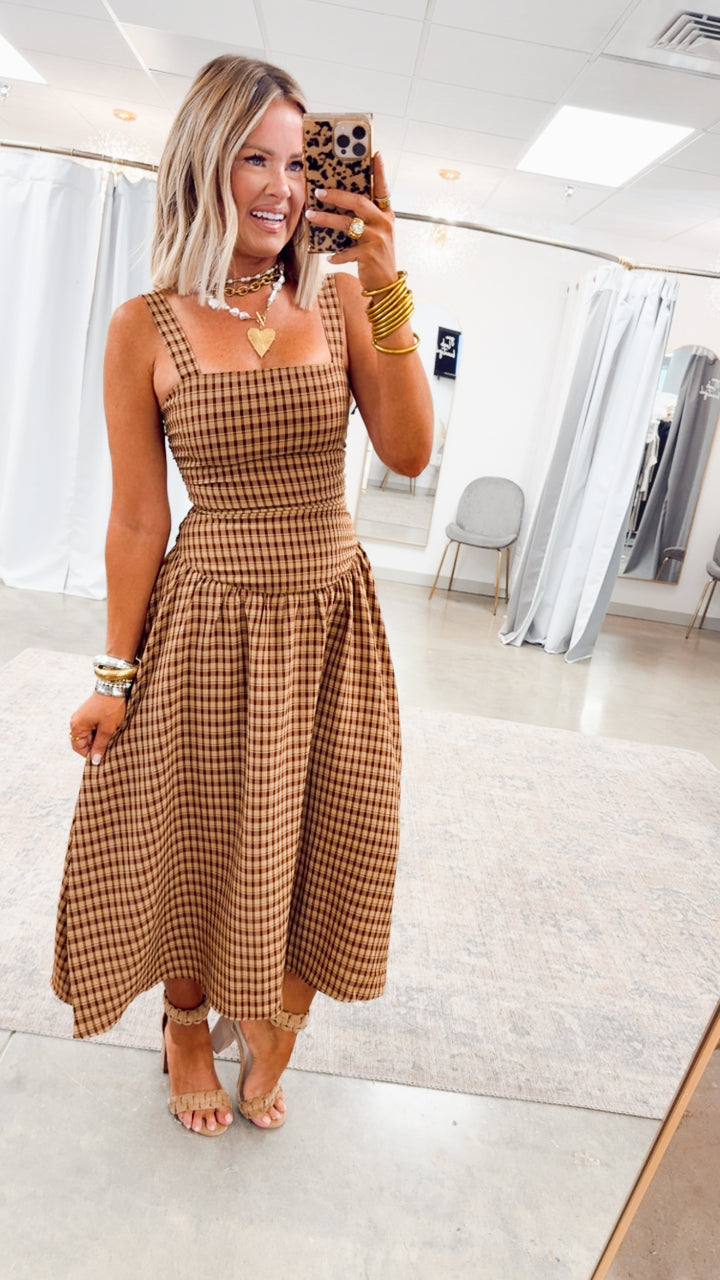 Maisie Plaid Midi Dress